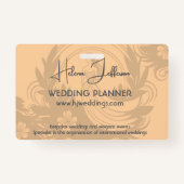 Modern Peach Motif Logo Wedding Planner Badge (Voorkant)