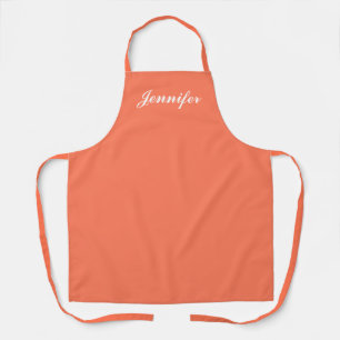 Modern Peach Oranje Script Vrouwen gepersonaliseer Schort