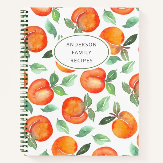 Modern Peach Pattern Personalized Recipe Notitiebo Notitieboek (Voorkant)