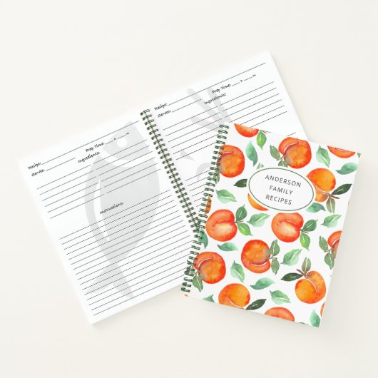Modern Peach Pattern Personalized Recipe Notitiebo Notitieboek (Binnen)