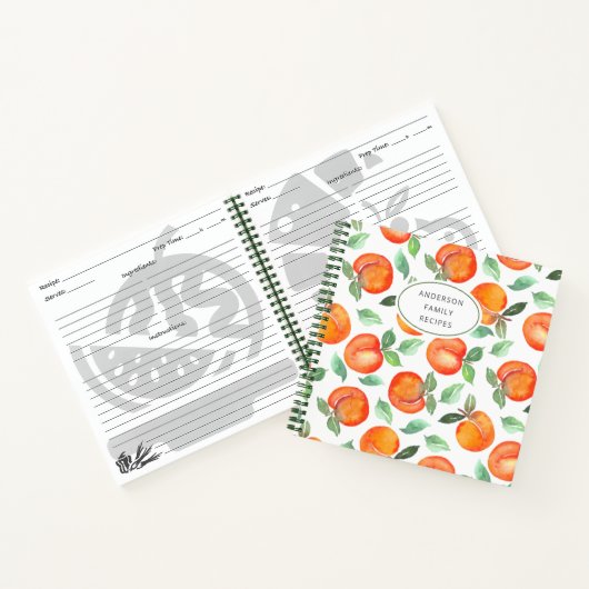 Modern Peach Pattern Personalized Recipe Notitiebo Notitieboek (Binnen)