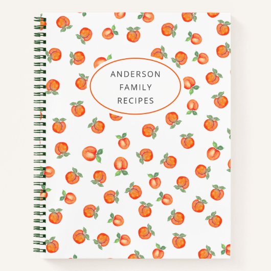 Modern Peach Pattern Personalized Recipe Notitiebo Notitieboek (Voorkant)