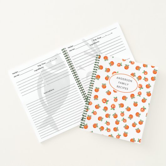 Modern Peach Pattern Personalized Recipe Notitiebo Notitieboek (Binnen)