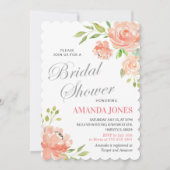 Modern Peach Peony Floral Vrijgezellenfeest Elegan Kaart (Voorkant)