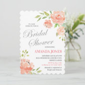 Modern Peach Peony Floral Vrijgezellenfeest Elegan Kaart (Staand voorkant)