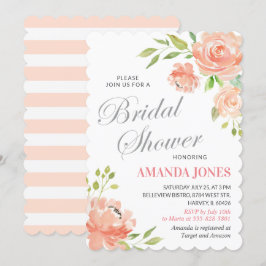 Modern Peach Peony Floral Vrijgezellenfeest Elegan Kaart