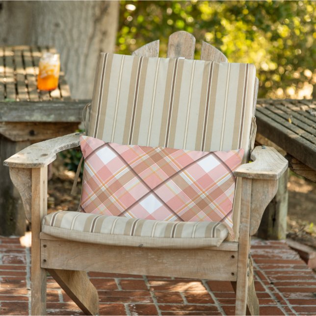 Modern Peach Red Oranje White Brown Pset Pattern Buitenkussen (Stoel)