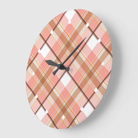 Modern Peach Red Oranje White Brown Pset Pattern Grote Klok (Hoek)
