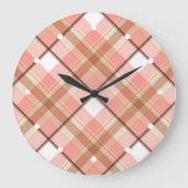 Modern Peach Red Oranje White Brown Pset Pattern Grote Klok (Voorkant)