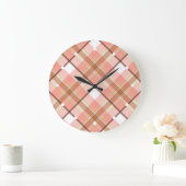 Modern Peach Red Oranje White Brown Pset Pattern Grote Klok (Huis)