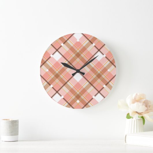 Modern Peach Red Oranje White Brown Pset Pattern Grote Klok (Huis)