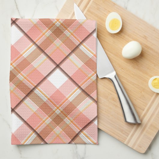 Modern Peach Red Oranje White Brown Pset Pattern Theedoek (Quarter Fold)