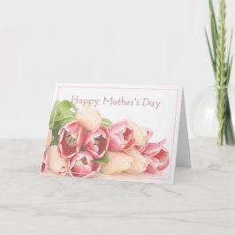 Modern Peach Roze Bloemen Boeket Moederdag Kaart