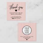 Modern Peach roze Dank u Visitekaartje vierkant (Voorkant / Achterkant)