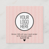 Modern Peach roze Dank u Visitekaartje vierkant (Achterkant)