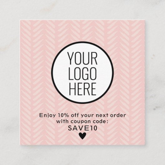 Modern Peach roze Dank u Visitekaartje vierkant (Achterkant)