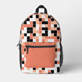 Modern Peach Salmon geometrisch patroon Bedrukte Rugzak