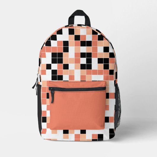 Modern Peach Salmon geometrisch patroon Bedrukte Rugzak (Voorkant)