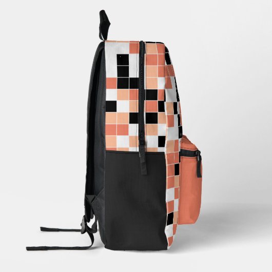 Modern Peach Salmon geometrisch patroon Bedrukte Rugzak (Links)