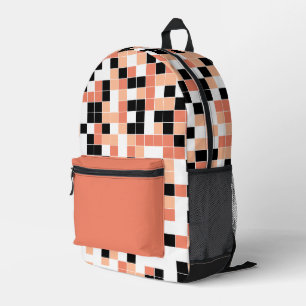 Modern Peach Salmon geometrisch patroon Bedrukte Rugzak