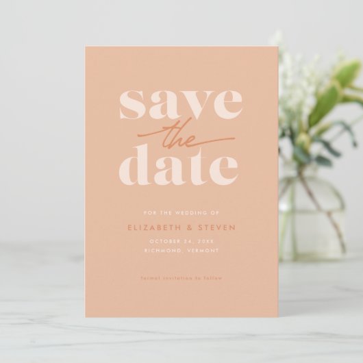 Modern Peach Save the Date Kaart (Staand voorkant)