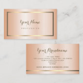 Modern Peach Shimmery Gouden Lijst Decoratief Visitekaartje (Voorkant / Achterkant)