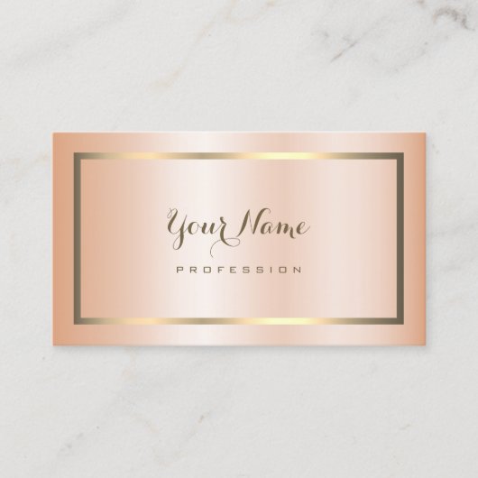 Modern Peach Shimmery Gouden Lijst Decoratief Visitekaartje (Voorkant)