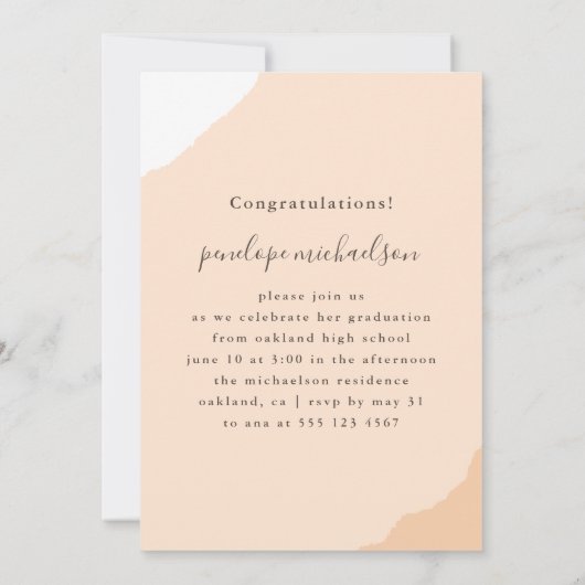Modern Peach Splashes Photo Graduation Party Kaart (Achterkant)