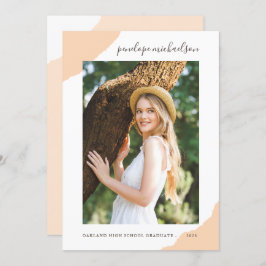 Modern Peach Splashes Photo Graduation Party Kaart