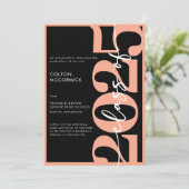 Modern Peach Typography Afstuderen aangekondigd Kaart (Staand voorkant)