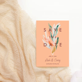 Modern Peach Wedding Save the Date Kaart