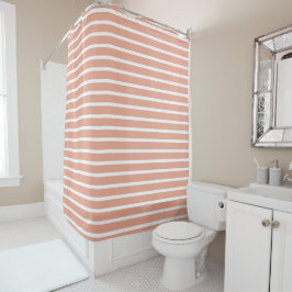 Modern Peach & White Striped Shower Curtain  Douchegordijn