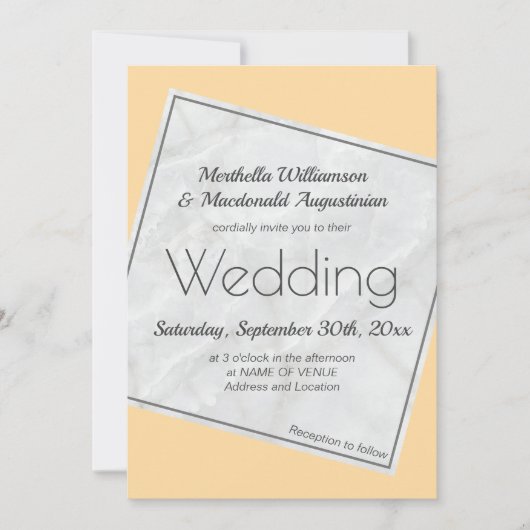 Modern Peach Yellow Wedding Invitation Kaart (Voorkant)