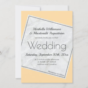 Modern Peach Yellow Wedding Invitation Kaart