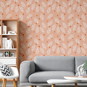 Modern Peachy roze bloemblaadjes patroon Behang