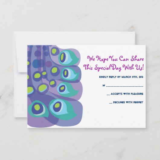 Modern Peacock Bar Bat Mitzvah Reply Card RSVP Kaartje (Voorkant)