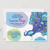 Modern Peacock Bar Bat Mitzvah Uitnodiging (Voorkant)