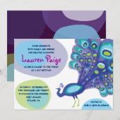 Modern Peacock Bar Bat Mitzvah Uitnodiging (Voorkant / Achterkant)