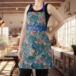 Modern Peacock Bloemen Blauw Patroon monogram Schort<br><div class="desc">Dit ontwerp kan worden gepersonaliseerd door de aanpassingsoptie te kiezen om tekst toe te voegen of andere veranderingen aan te brengen. Als dit product de optie heeft om het ontwerp naar een ander object over te brengen, moet u het ontwerp zo nodig aanpassen. Neem contact met me op colorflowcreations@gmail.com als...</div>