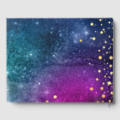 Modern Peacock Blue Gold Waterverf Wedding Gastenboek (Achterkant)