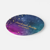 Modern Peacock Blue Gold Waterverf Wedding Papieren Bordje (Gekanteld)