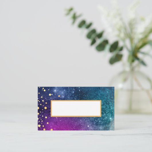 Modern Peacock Blue Gold Waterverf Wedding Plaatskaartje (Staand voorkant)