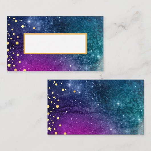 Modern Peacock Blue Gold Waterverf Wedding Plaatskaartje (Voorkant / Achterkant)