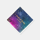 Modern Peacock Blue Gold Waterverf Wedding Servet (Hoek)