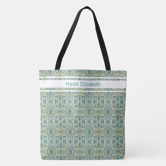 Modern Peacock Blue Pattern Canvas tas (Voorkant)