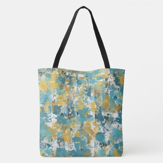 Modern Peacock Blue Pattern Canvas tas (Achterkant)