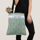 Modern Peacock Blue Pattern Canvas tas (Dichtbij)