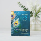 Modern Peacock Blue Wedding Save the Date Aankondigingskaart (Staand voorkant)