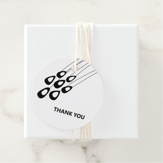 Modern Peacock Feathers Dank je Labels (In situ)