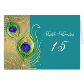 Modern Peacock Feathers Faux Jewel Scroll Swirl (Voorkant Horizontaal)